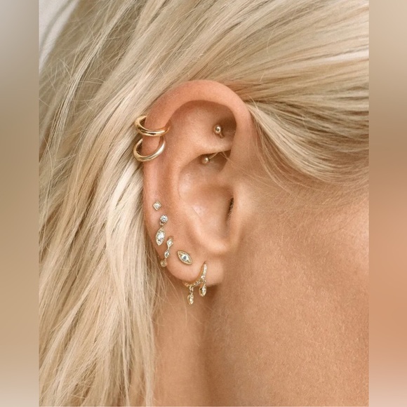 MICRO DANGLE HOOP SET LUV AJ GOLD MEJURI GORJANA ANTHROPOLOGIE REVOLVE - Picture 5 of 7